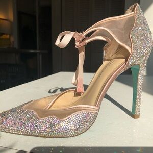 Beautiful Betsy Johnson Iris Satin Rhinestone Stiletto